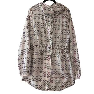 Champion Ultra Lightweight Patterned Hooded Windbreaker Jacket Size Small